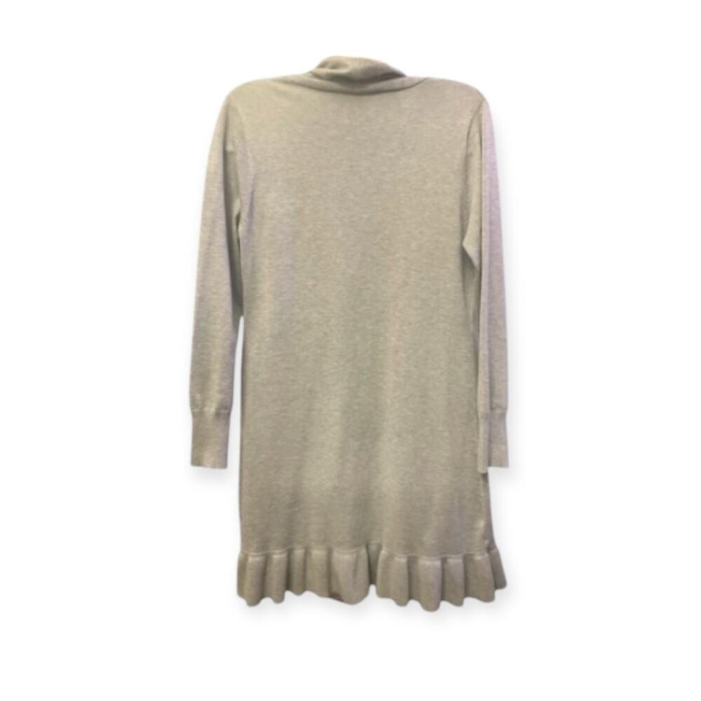 Vila Milano Women's Grey Open Front Cardigan Sweater W/ Ruffle Hem | Size Large - Picture 2 of 7